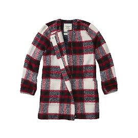 Abercrombie & Fitch Abrigo de mezcla de lana a cuadros Roja Multicolor