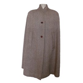 Autre Marque-Capa de tweed de lana marrón-Multicolor
