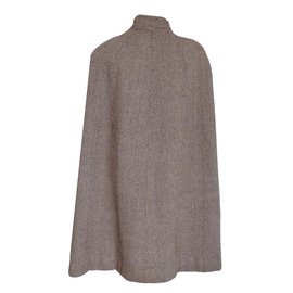 Autre Marque-brauner Woll-Tweed-Umhang-Mehrfarben 