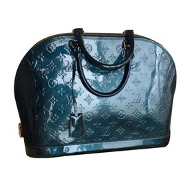 Louis Vuitton-Monograma de Bleu Nuit Vernis Alma GM-Azul