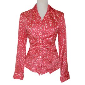 René Lezard Camicetta in seta rosso corallo Rosso Beige