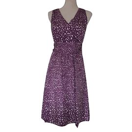 Robe René Lezard en soie violette et blanche Violet