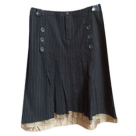 Gonna One Step nera gessata in cotone taglia 38 Nero