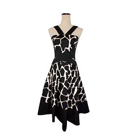 Karen Millen Vestido Negro Blanco Beige Ébano