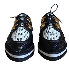 Alexander McQueen Derbies Black and White Braided Leather Black White