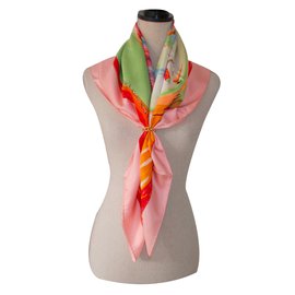 Hermès-Silk scarf-Pink