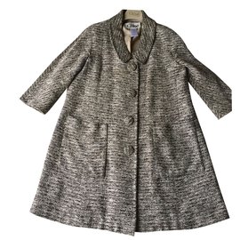 Chloé-castanho e ecru mix solta caber casaco-Marrom