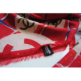 Chanel-Sciarpa di cashmere e seta Chanel-Bianco,Rosso,Blu