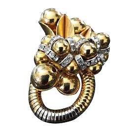 Broche Azzaro em metal dourado com pedras Swarovski Dourado
