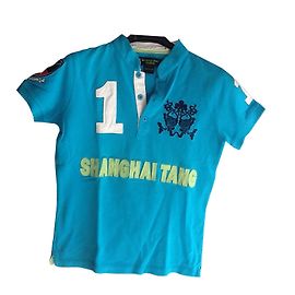 Top de algodão azul Shanghai Tang Azul