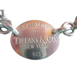 Tiffany & Co-Oval Tag Zurück zu-Silber