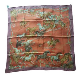 Hermès Cachecol de seda Multicor