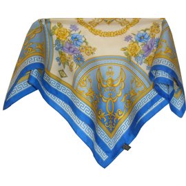 Versace-Bufanda de seda-Azul