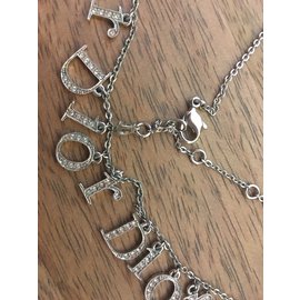 Christian Dior-Dior Logo Necklace in Silver-Silvery