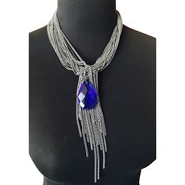 Gemma Redux Collier Argenté Bleu