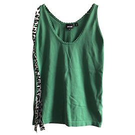 Top sin mangas Just Cavalli de punto de algodón verde Verde
