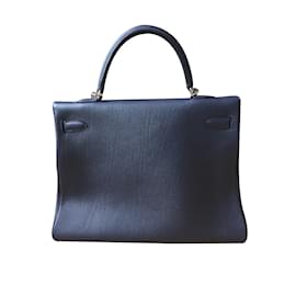 Hermès-Sac Kelly 35Togo Bleu Nuit-Bleu