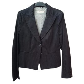 Autre Marque Black Cotton Jacket with White Dotted Lines Black