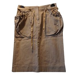Jupe droite Isabel Marant en coton kaki Kaki