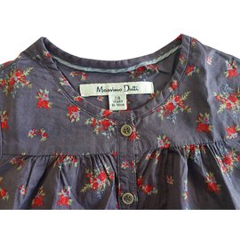 Camicetta floreale Massimo Dutti in cotone rossa e viola 2 anni Rosso Porpora