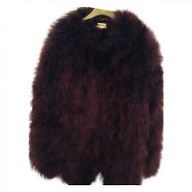 Sonia Rykiel abrigo de plumas de avestruz Burdeos