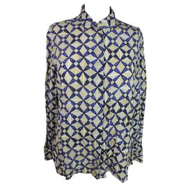 Balenciaga-Silk shirt-Blue,Beige