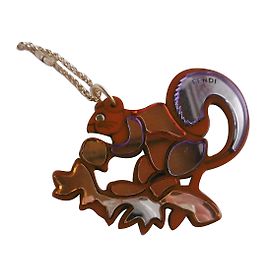 Vintage Fendi Squirrel Bag Charm Key Ring Brown Orange Purple