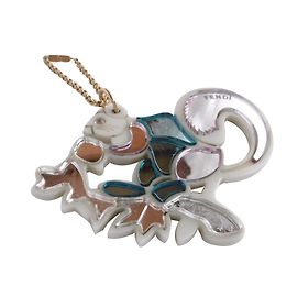 Fendi Squirrel Bag Chaveiro Prata Rosa Branco Azul