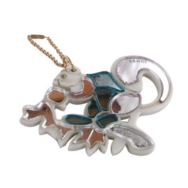 Fendi-Fendi Squirrel Bag Charm Key Ring-Silvery,Pink,White,Blue