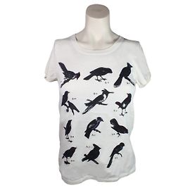 Eric Bompard Tshirt oiseaux Blanc cassé