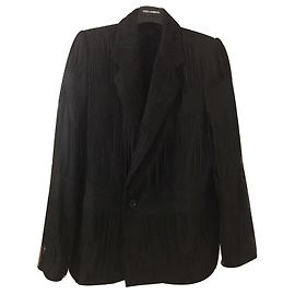 Maison Martin Margiela chaqueta con flecos Negro