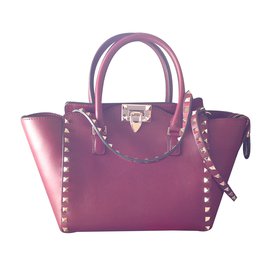 Valentino-Handbags-Dark red