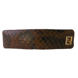 Fendi-Fendi Python Leather  Hair Clip Barrette-Multiple colors
