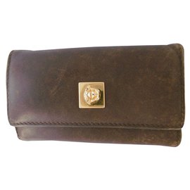 Gianni Versace-Gianni Versace Leather Key Holder Wallet-Brown