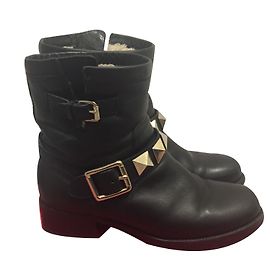 Valentino Biker-Rockstud-Stiefel Schwarz