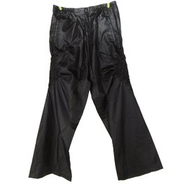 Issey Miyake-Issey  Miyake Ruched Sides  Black Shiny Pants  Trousers-Black