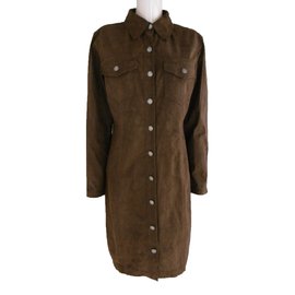 Yves Saint Laurent-Yves Saint Laurent  Long Sleeve Shirt Dress-Brown