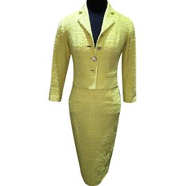 MISURA GIACCA E GONNA DA CAMICIA DI CHANEL TWEED 36 Giallo