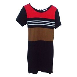 Sandro robe d'été manches courtes noire, rouge, marron, beige Multicolore
