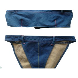 Autre Marque-pièces Maillot de bain deux style jeans Diabless Jeans-Bleu