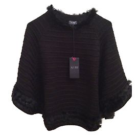 Armani Jeans Armani black fur&wool poncho-New Black
