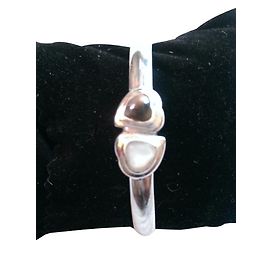 Saint Laurent Silver Bangle Bracelet with Hearts Silvery