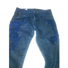 Jeans Just Cavalli brodés bleus Bleu