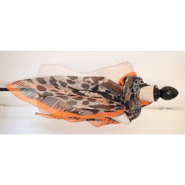 Hermès-Lenços-Marrom,Estampa de leopardo,Estampa de zebra