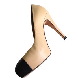 Chanel-leather heels-Beige
