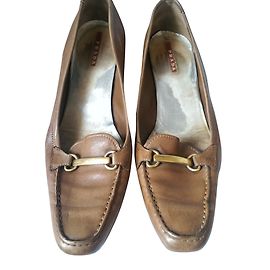 Escarpins Prada en cuir camel style mocassin Caramel