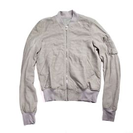 Rick Owens Blistered Leather Bomber Jacket Grey