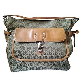 Bolsa Tote Dkny Verde Cáqui em Lona e Couro Verde