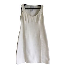 Céline Sleeveles lã crua e algodão forrado vestido Cru
