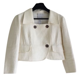 Céline-Short jacket double faced wool-Cream